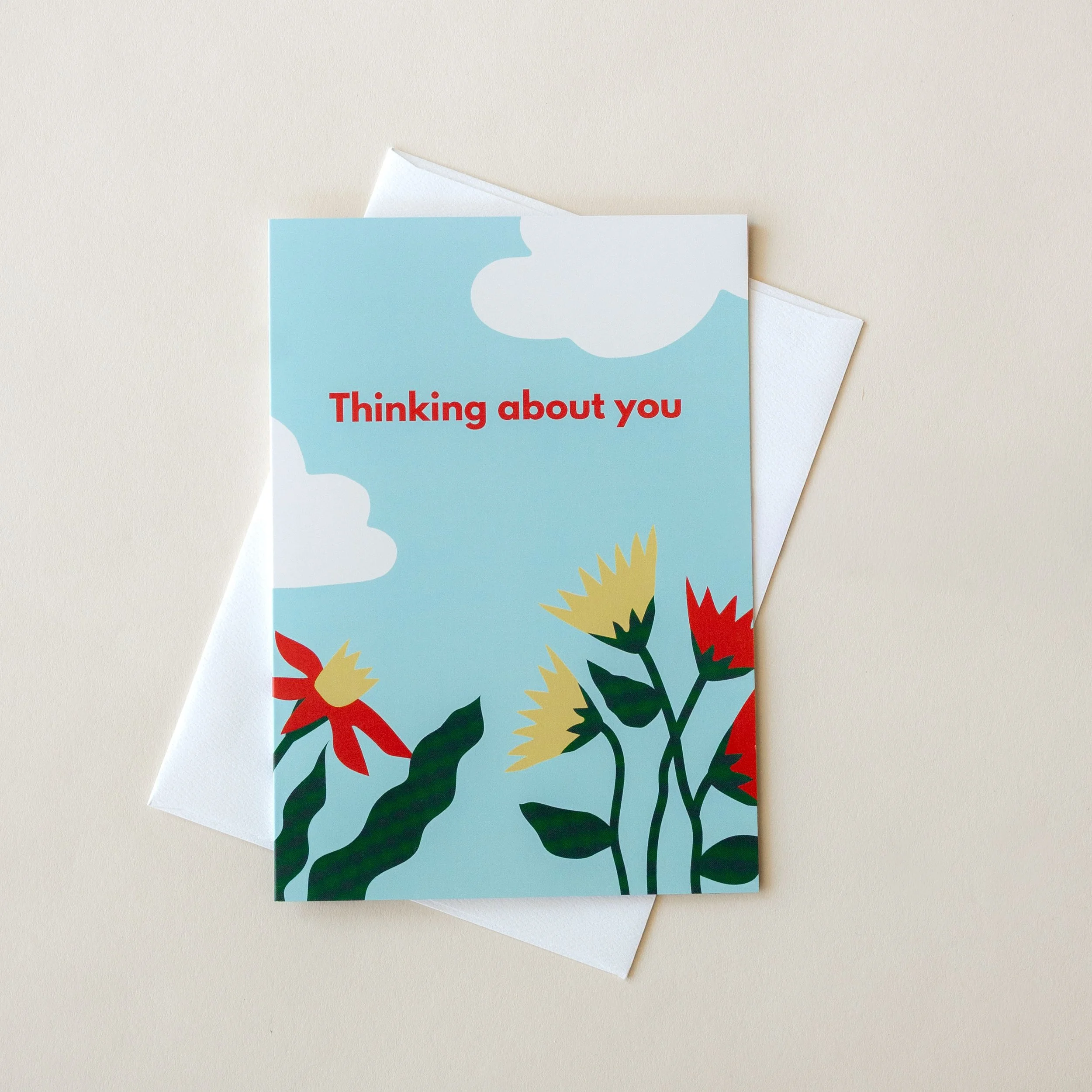 Flowers & Butterflies Thinking of You Greeting Card