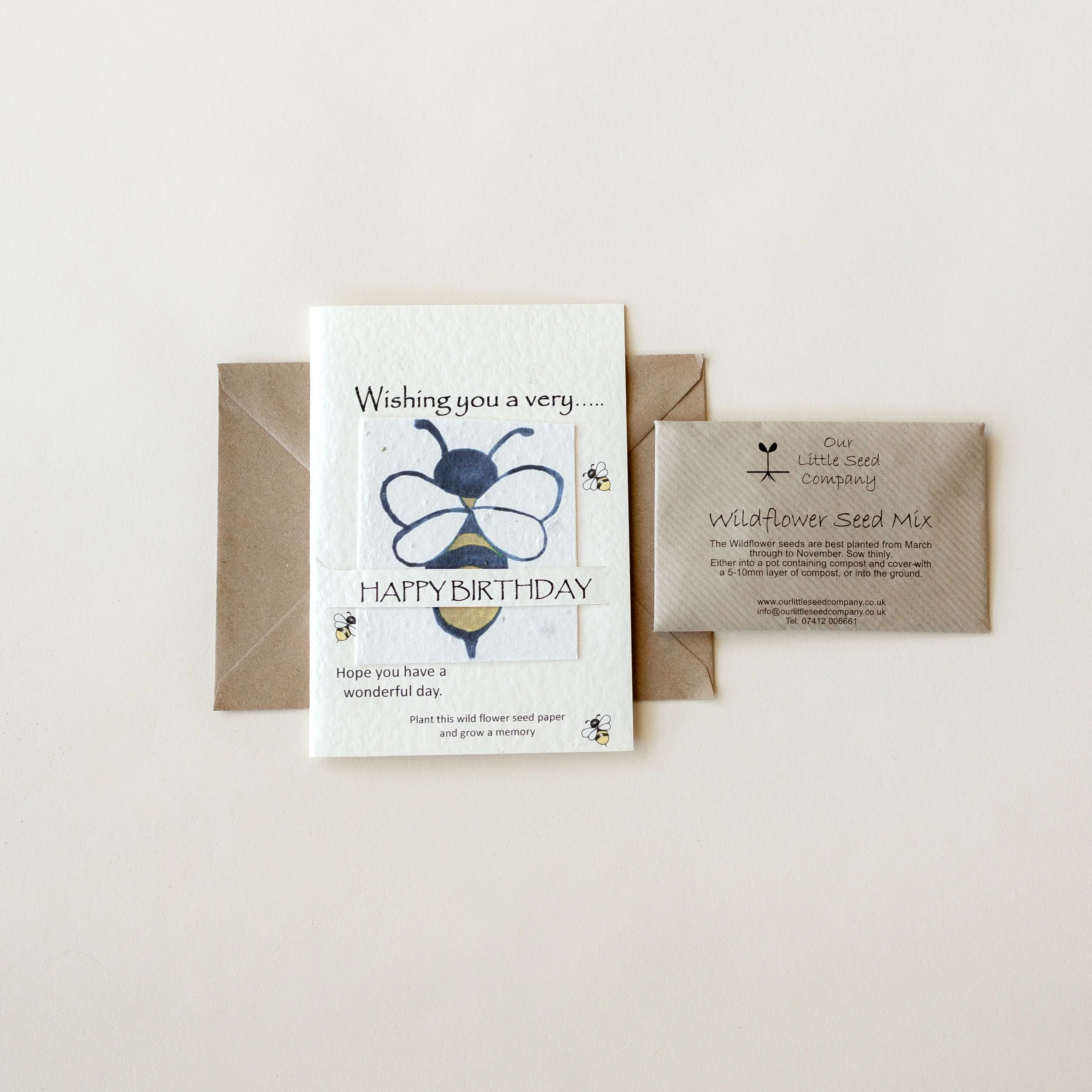 Bumblebee Happy Birthday Greeting Card, Plantable Seed Paper