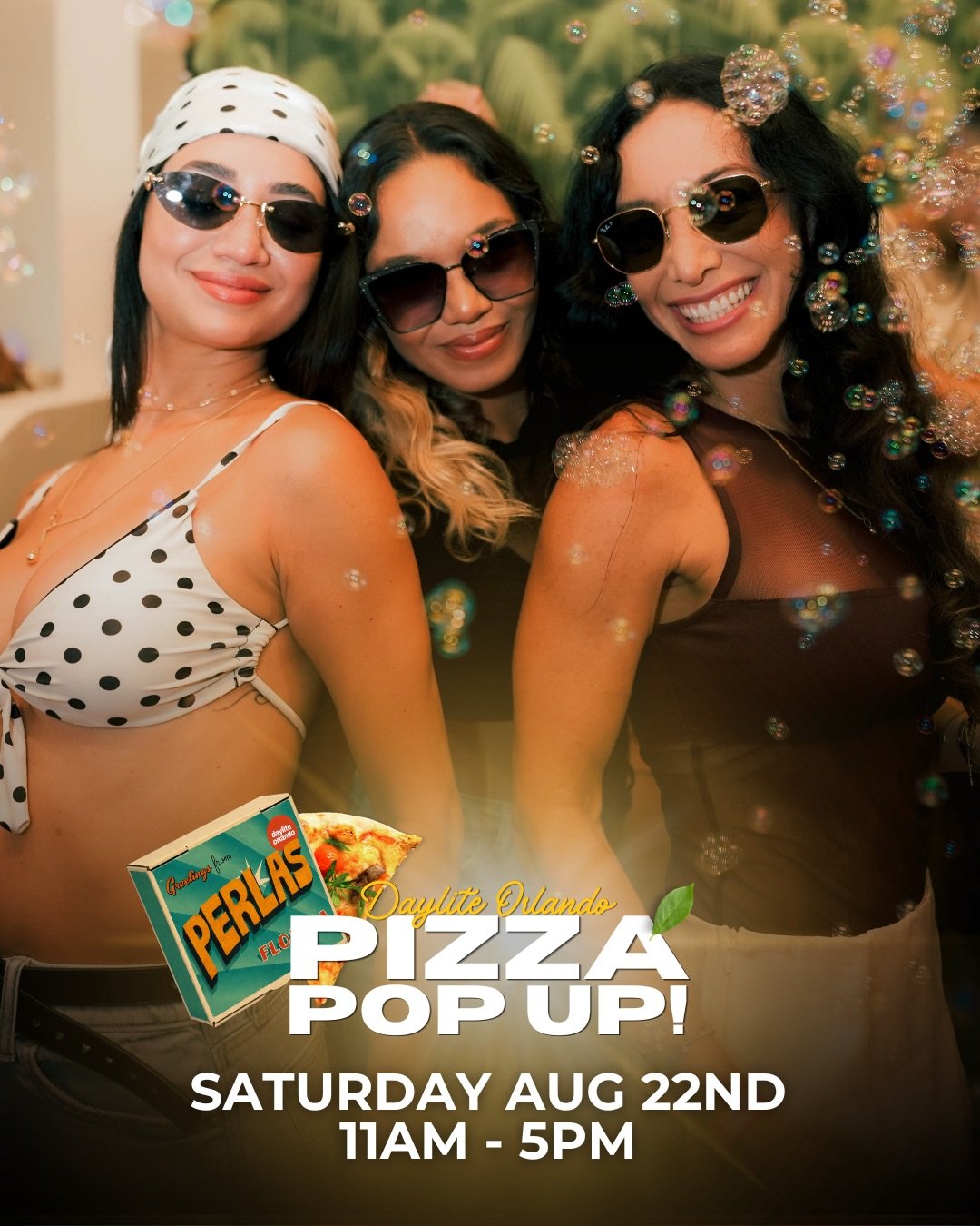 THIS SATURDAY 🍕
Daylite x Perlas 👉 Pizza Popup Party!
🍕 95% sold out!  tix link in bio 

<<Swipe for details 

Full bar + drink specials
Specialty pizzas slices &amp; quick bites menu
Indoor/outdoor vibes
Orlando&rsquo;s fav house music djs
