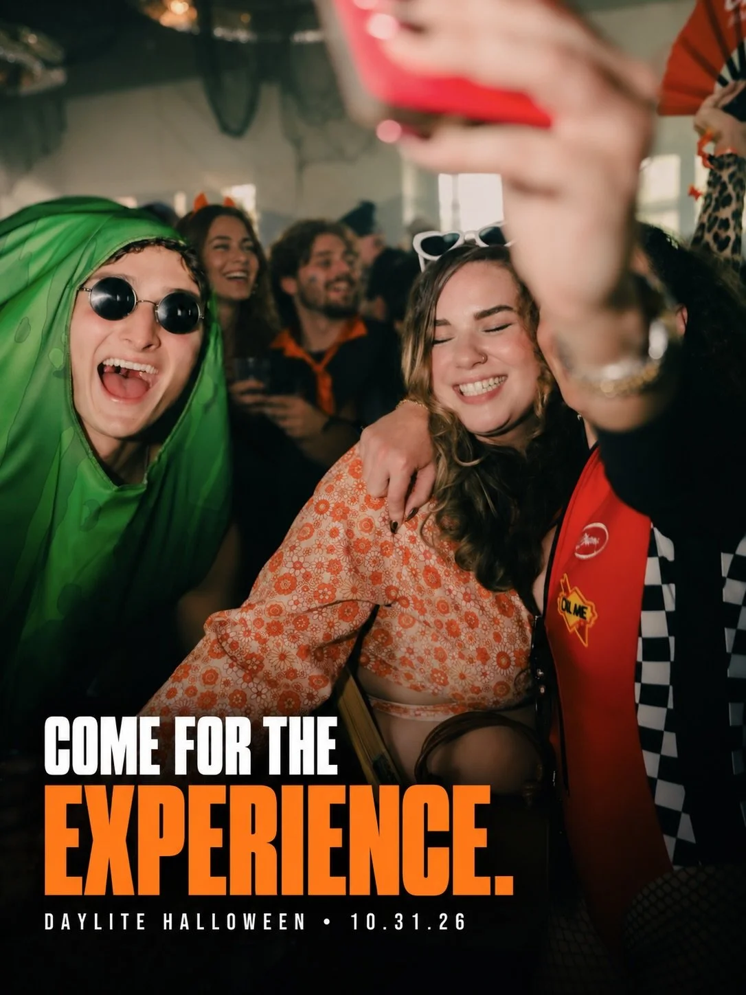 WE COME TOGETHER.

Come for the experience.
Come for the community.
Come for the connections.
Come for the feeling.
Come for the culture.
Come for the moments.
Come to dance.

Daylite Halloween brings Orlando together for a full day of house music, f