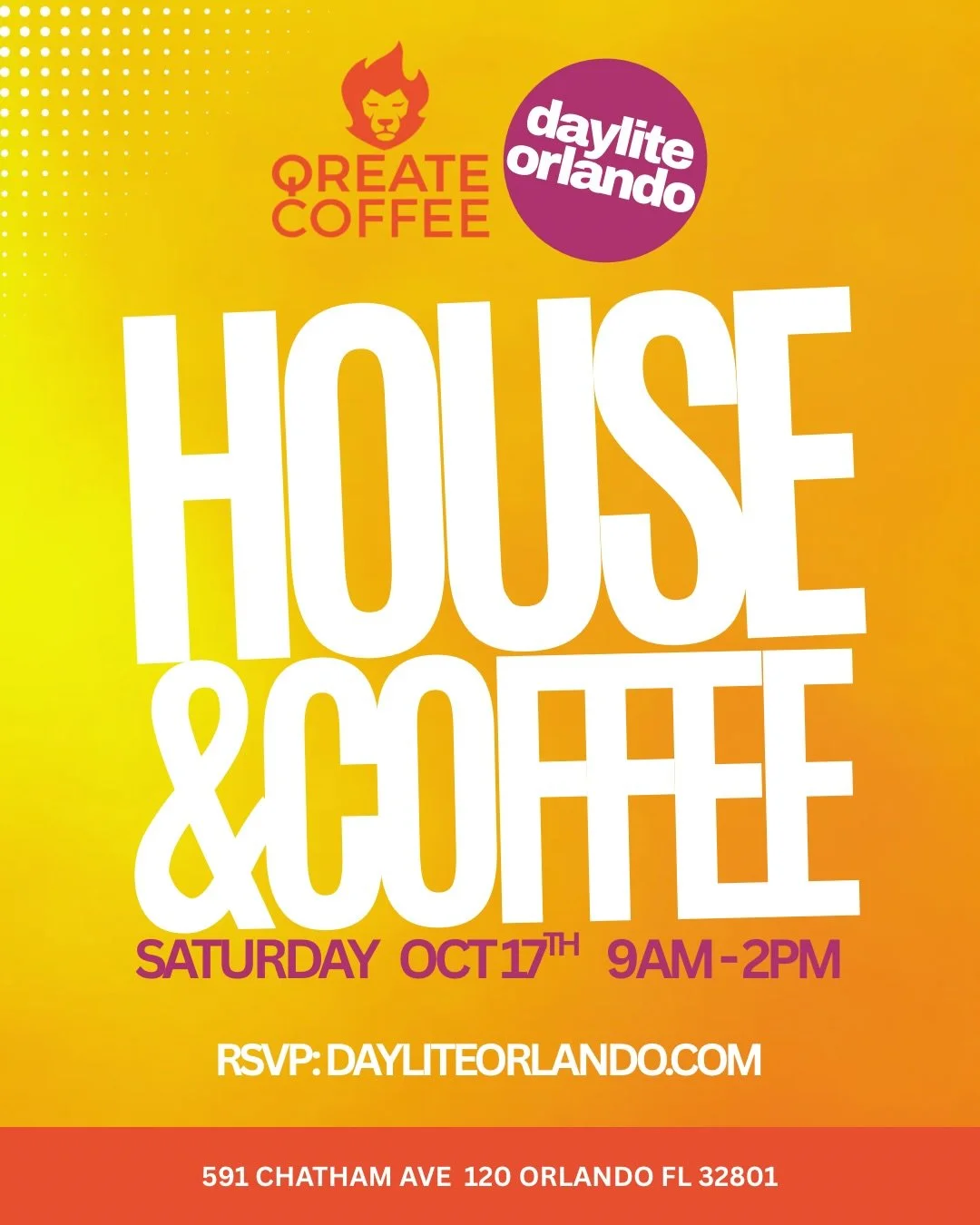Next House &amp; Coffee Party!!!

Join your morning crew on October 17 for coffee, house music and good people.

See you on the dance floor 💛🧡💛

#DayliteOrlando #HouseMusic 
#coffeeparty #OrlandoEvents