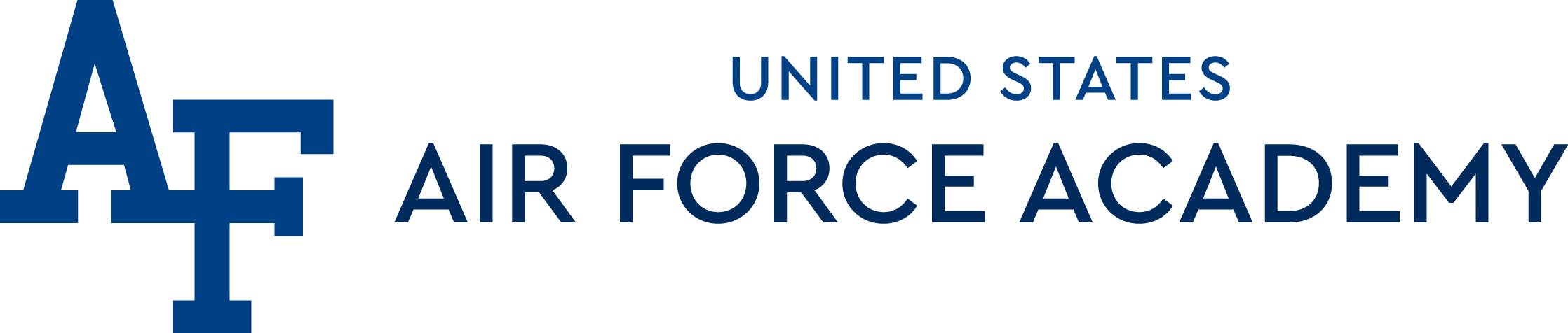 United States Air Force Academy logo with blue text and emblem