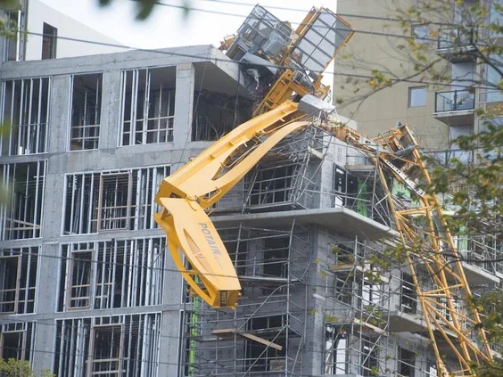 The crane that collapsed on South Park Street in Halifax, Nova Scotia, during Hurricane Dorian.