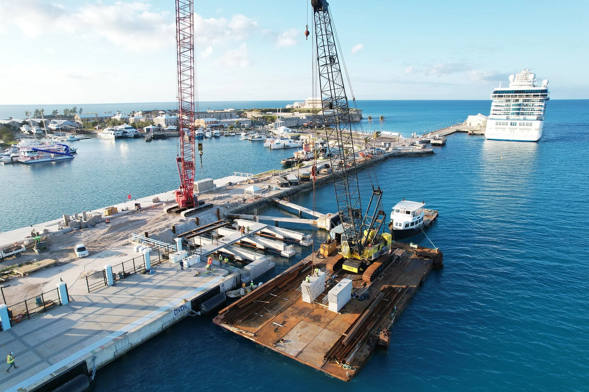 Barge supported construction