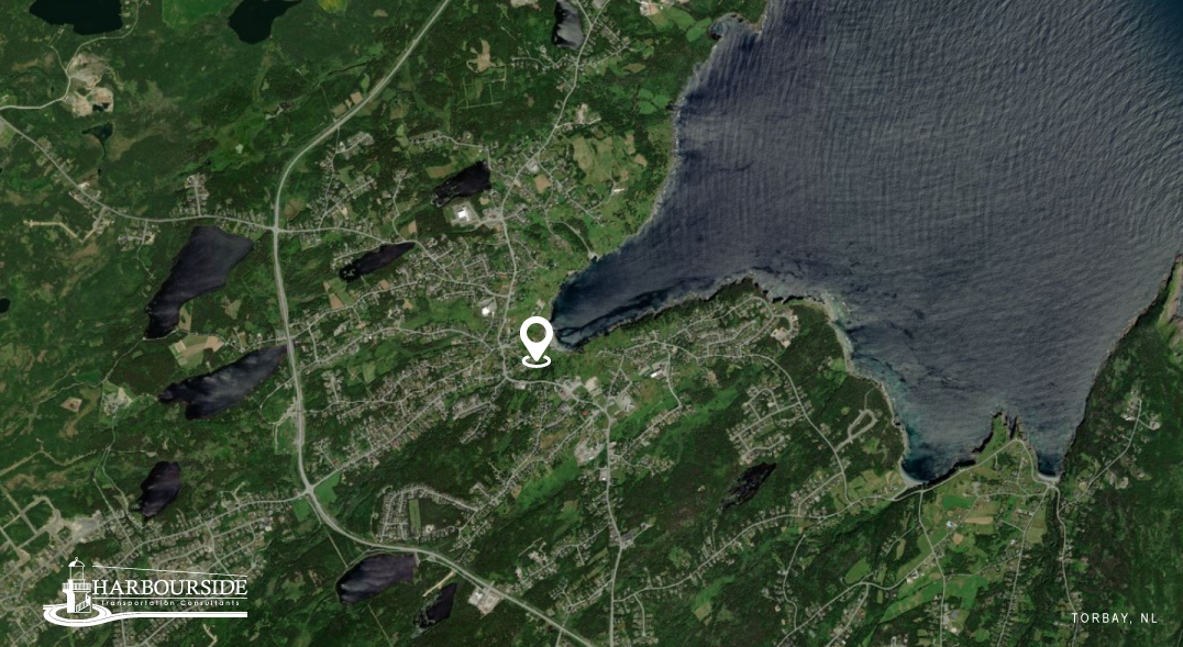 A satellite view of the Town of Torbay, site of the pedestrian study.