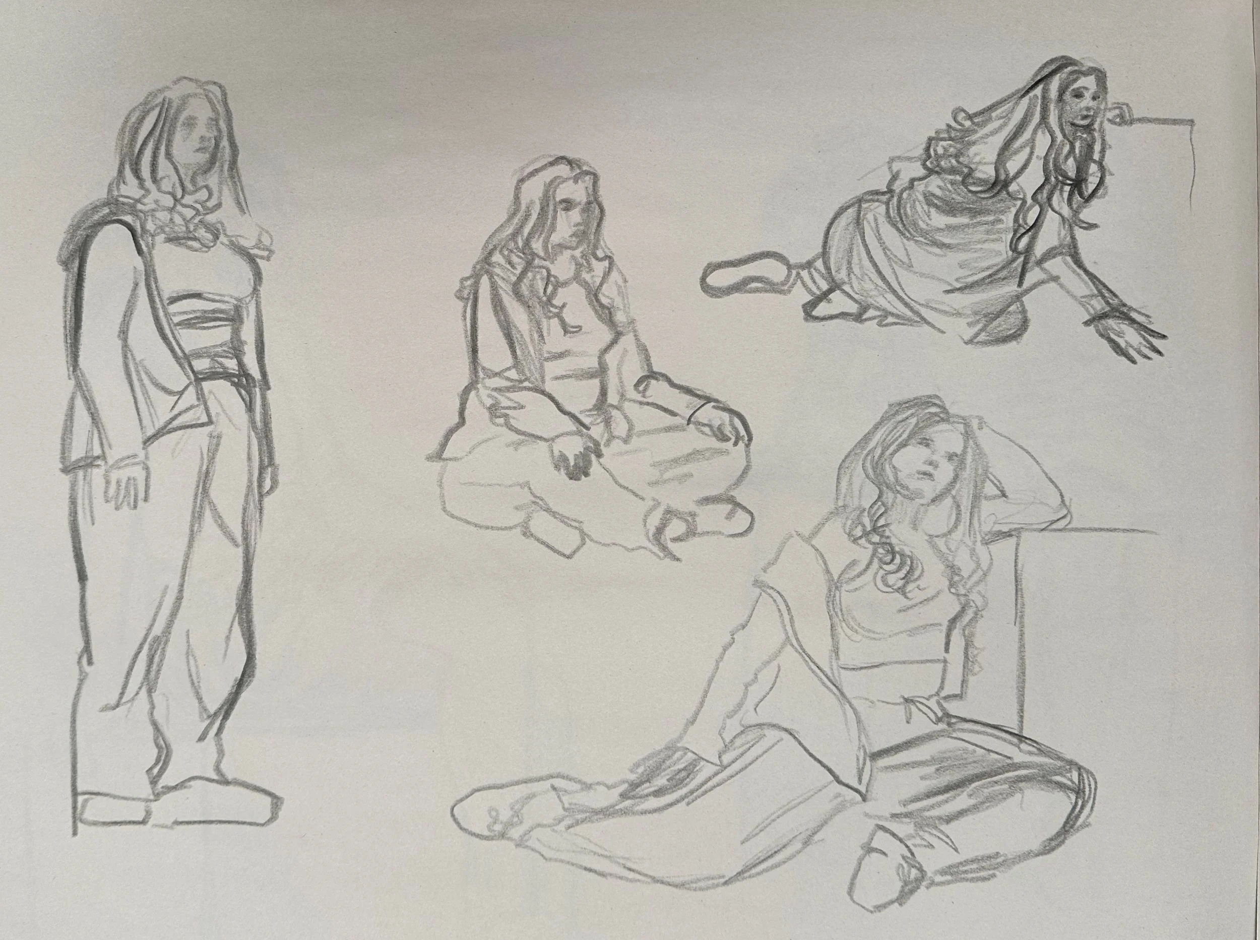 Untitled figure drawing, graphite on paper. 2025