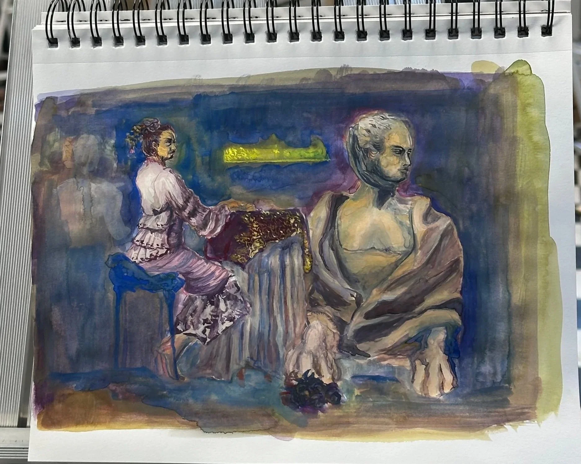 Untitled figure painting, gouache on paper. 2025