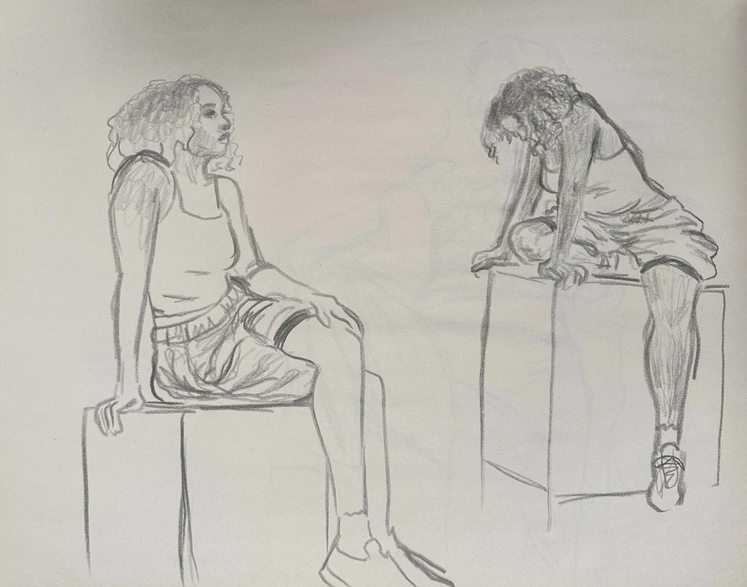 Untitled figure drawing, graphite on paper. 2025