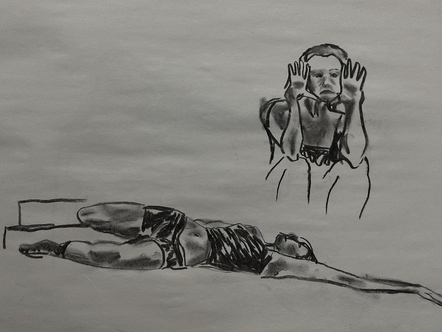 Untitled figure drawing, charcoal on paper. 2025