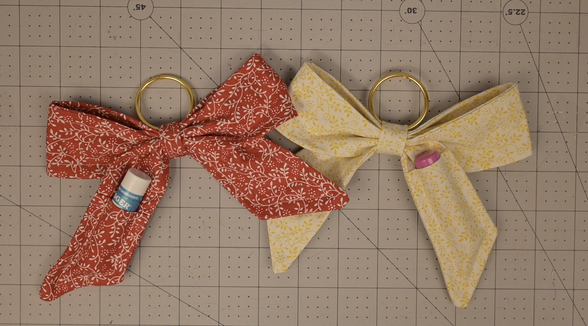 Fabric Bow Lip Balm/Chapstick Holder Keychain
