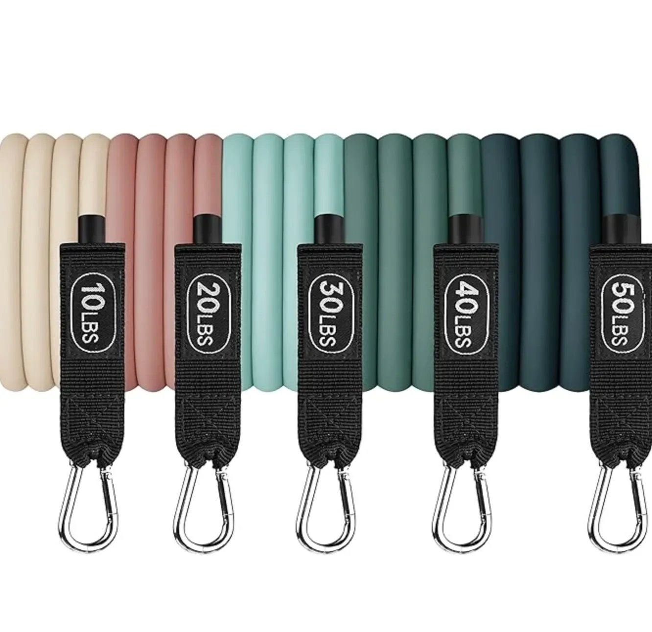 Colorful resistance exercise bands with handles