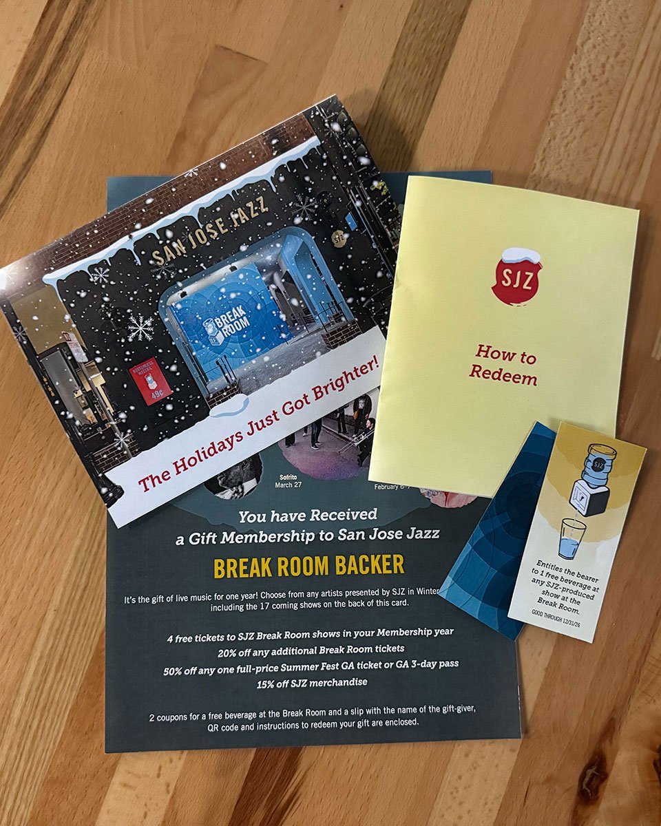 Give the Gift of Live Music This Holiday Season. Our Break Room Backer membership arrives in a festive holiday packet with all the perks: four Break Room tickets, 20% off additional tickets, 50% off one Summer Fest GA ticket or 3-Day Pass, 15% off me