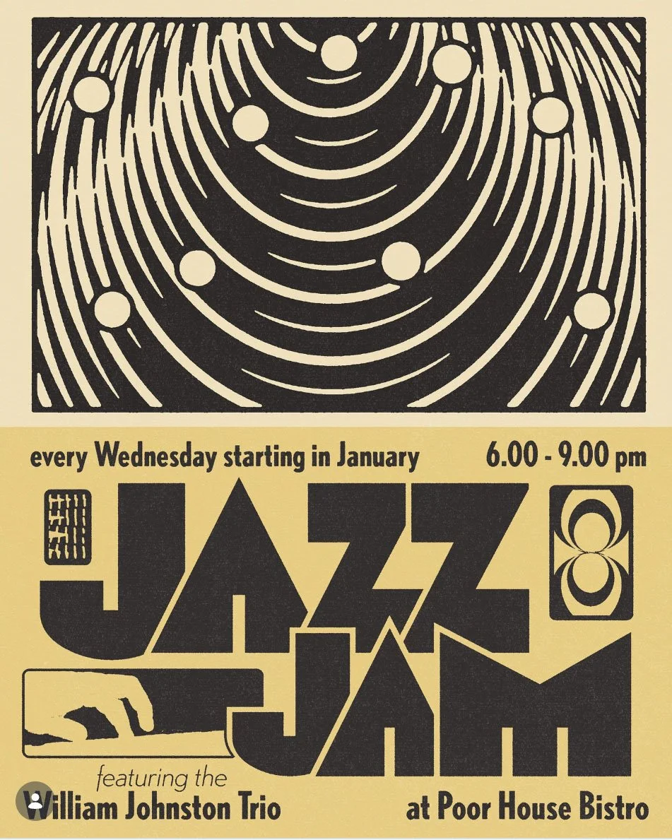 There's a new jazz jam in town. 2021 Jazz Aid Fund awardee William Johnston Bohrer and his Trio have started a new jam every Wednesday, 6&ndash;9pm, at the Poor House Bistro in Little Italy. Come for the music, great food and a new brewery tap takeov