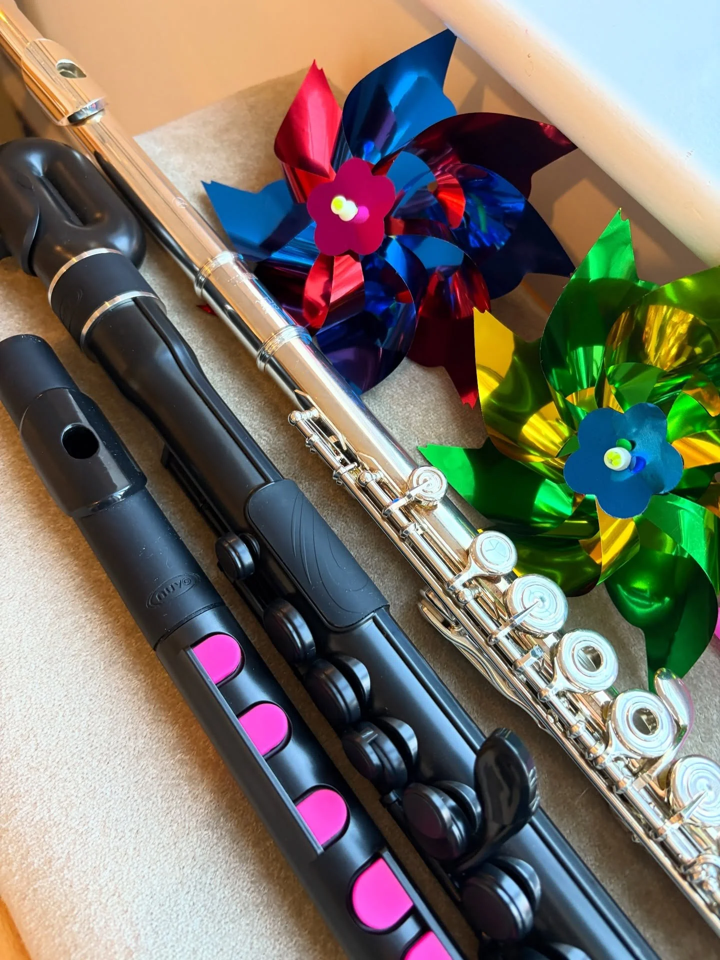 A new flute student in the studio today - we&rsquo;ve got an (almost) full assortment of flutes, and some windmills too! We&rsquo;ve got to make that first lesson fun, especially with flute because producing a sound can be tricky for new learners, so