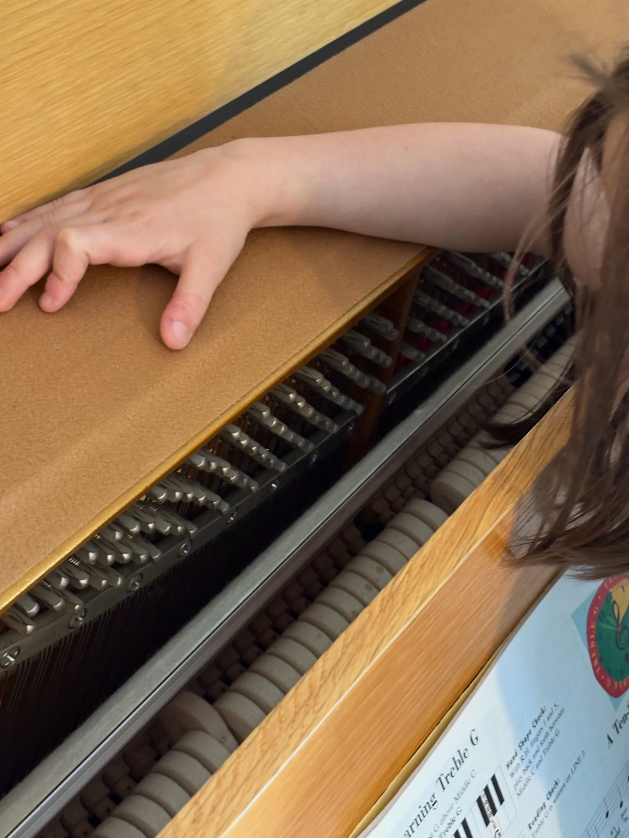 CURIOSITY was the word of the day for today&rsquo;s piano lessons. My piano tuner is coming this week so for once the piano doesn&rsquo;t have a lamp, numerous pencils and books on the top, so we took the opportunity to be curious. Have you ever look
