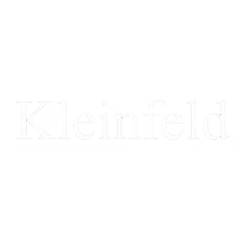 Kleinfeld logo in white on a black background.