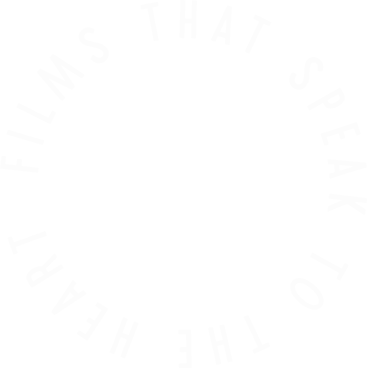 Circular black background with white text forming a ring that reads, "THE FUTURE IS SPOKE A