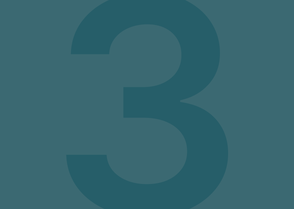 A large, semi-transparent number 3 over a teal background.