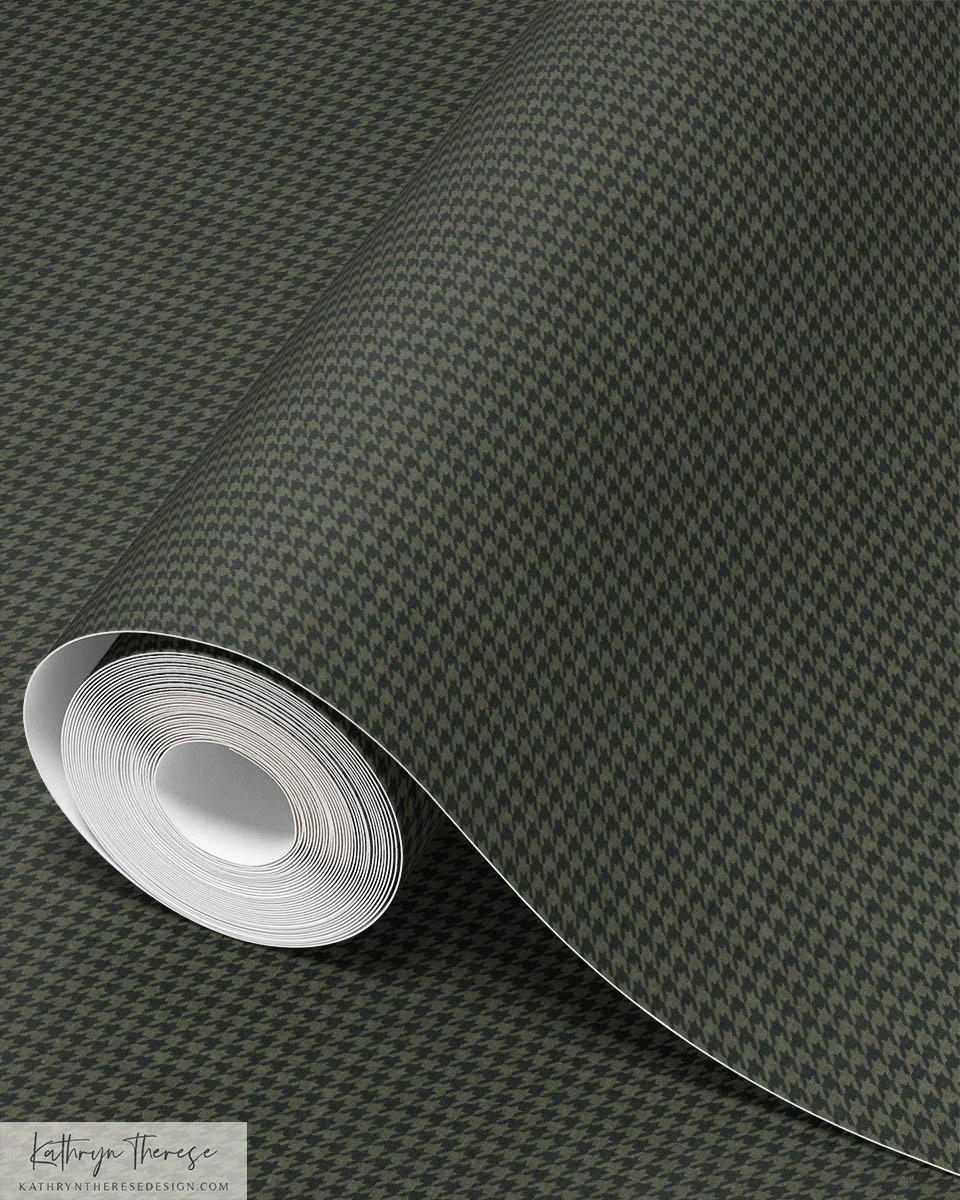 Textured Houndstooth Wallpaper for Modern Traditional, Farmhouse, and English Country Interiors | Oakes