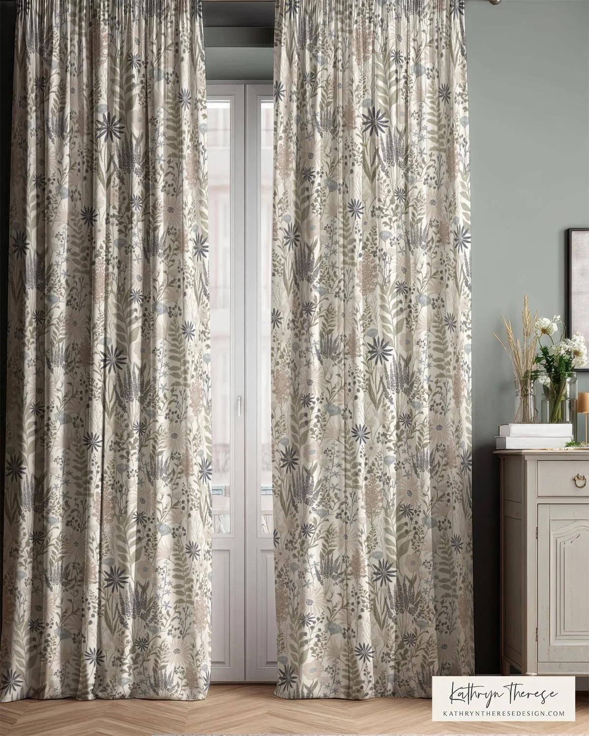 Cottage Wildflower Meadow Floral Garden Curtains