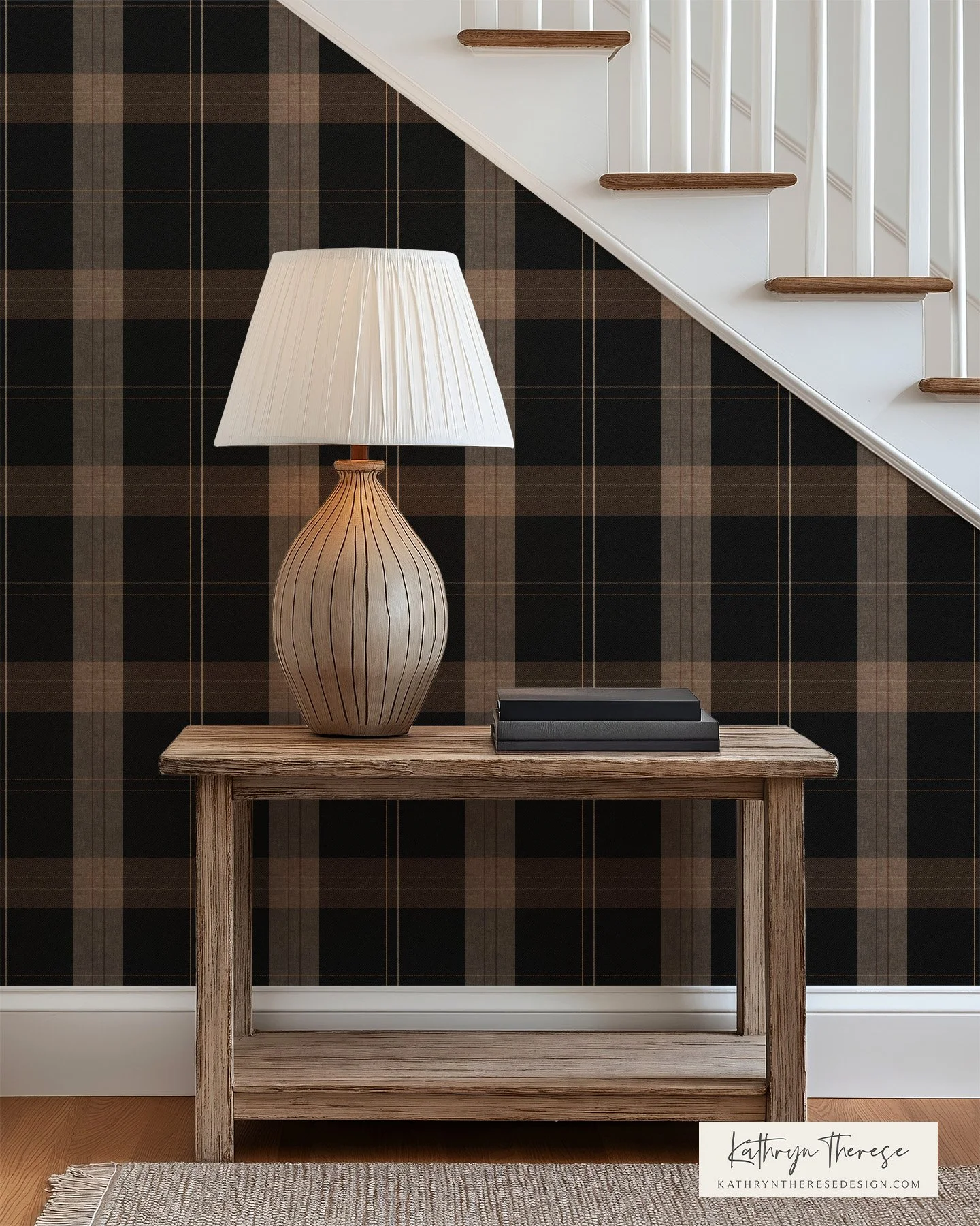 Moody Black & Beige Plaid Wallpaper