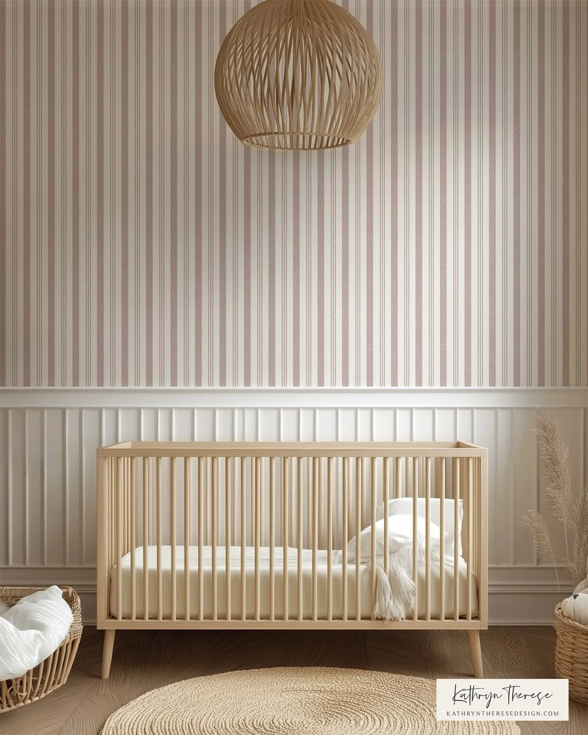 Linden Linen Textured Ticking Stripe in Rose Mauve
