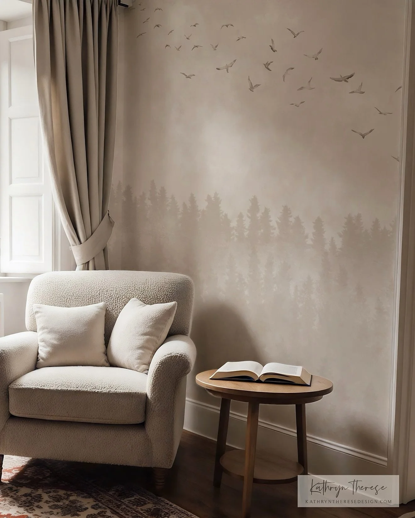 I said yes to the challenge of designing murals for an art call with @anewalldecor and these two pieces became a true labor of love. Every grass stem, distant tree line, and drifting bird was drawn individually in digital watercolor, and somewhere al