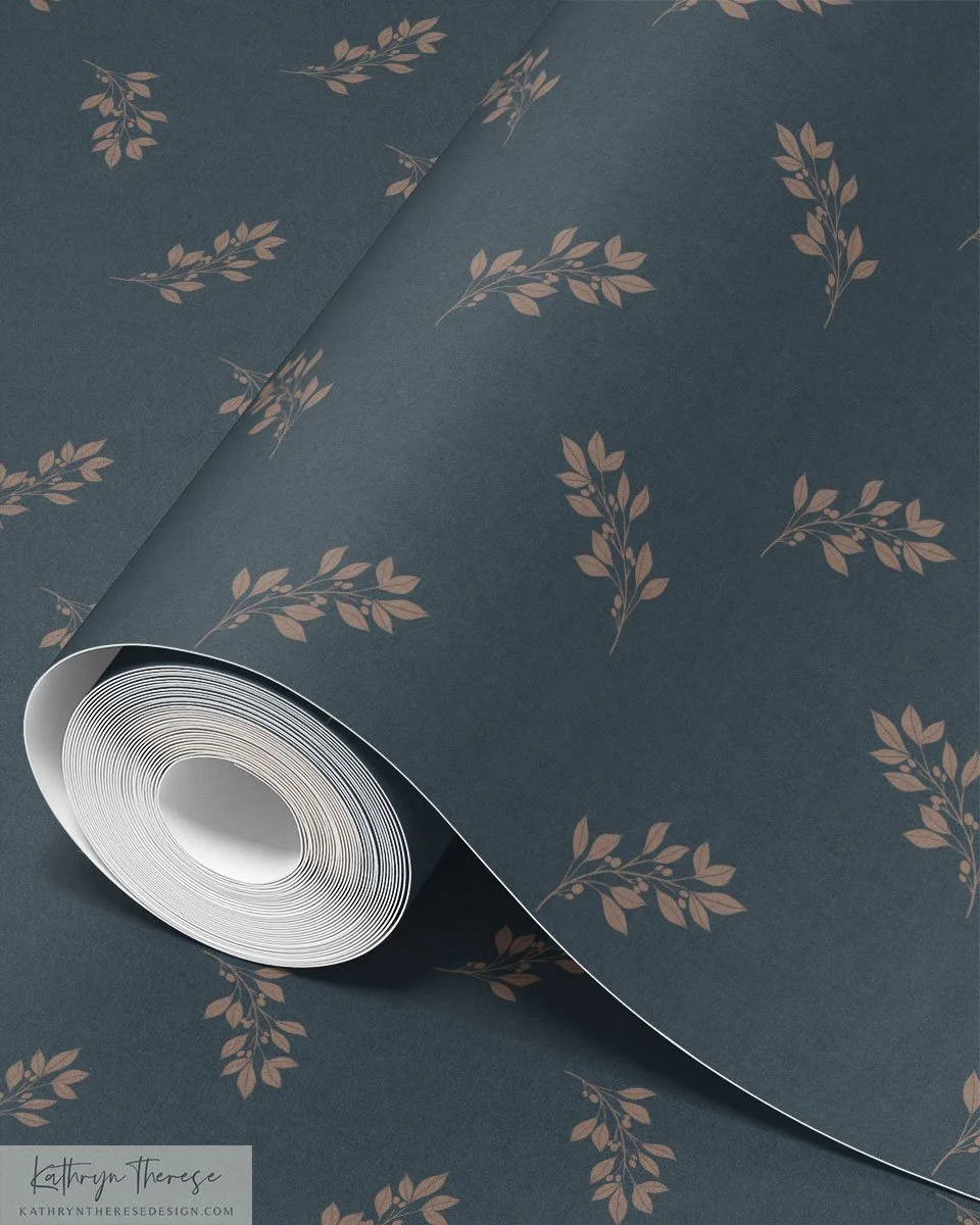 Lennox Small Scale Botanical Sprig Wallpaper for Modern Traditional Interiors