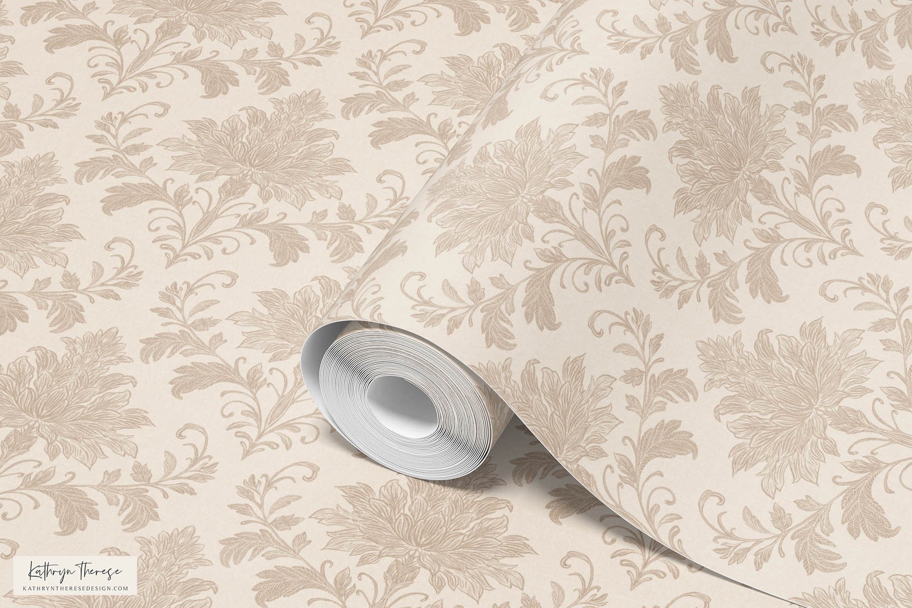 Hollis Floral Damask Wallpaper for Modern Traditional and English Country Interiors
