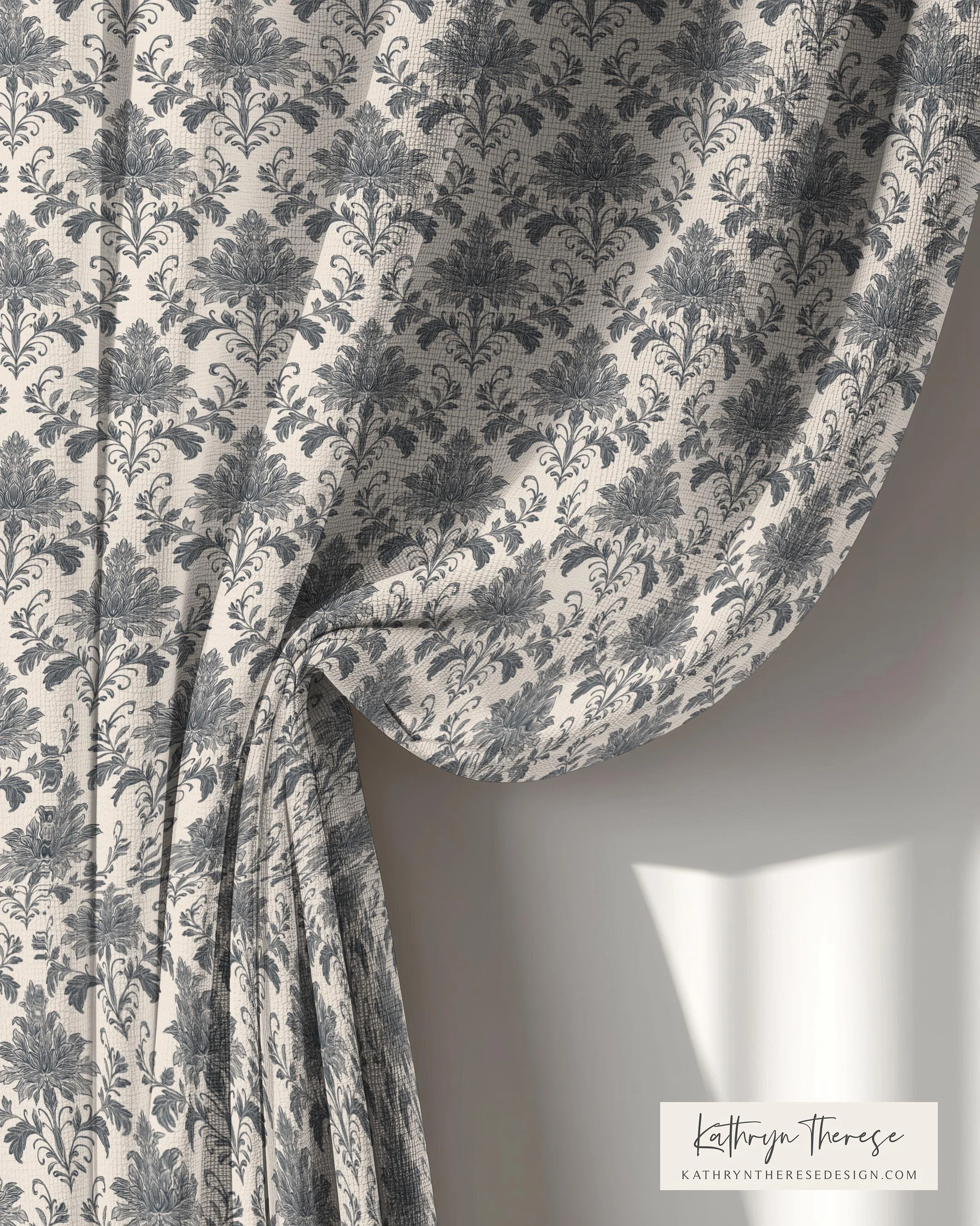 Hollis Floral Damask Curtains for Modern Traditional Interiors