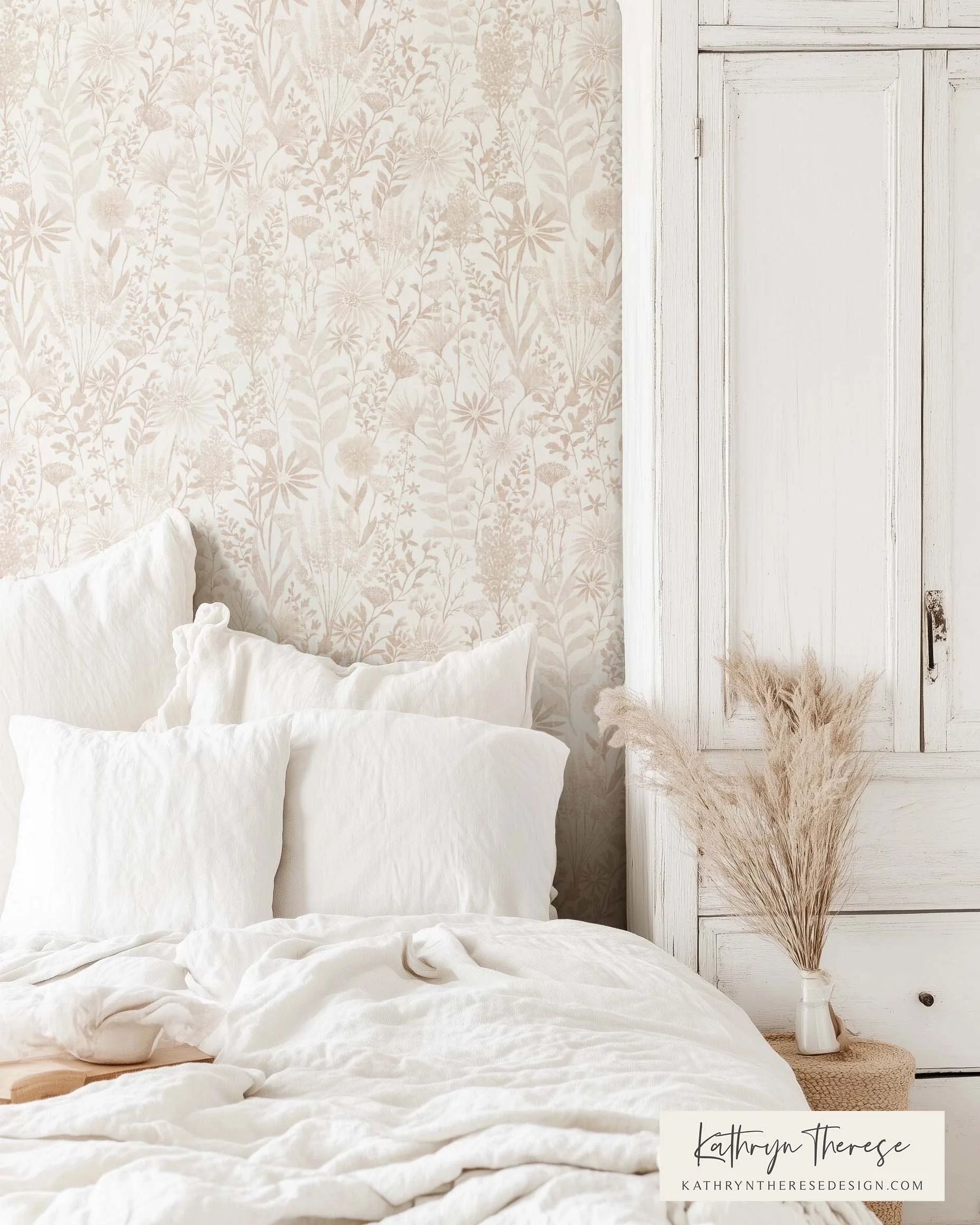 Neutral Cottage Floral Wallpaper