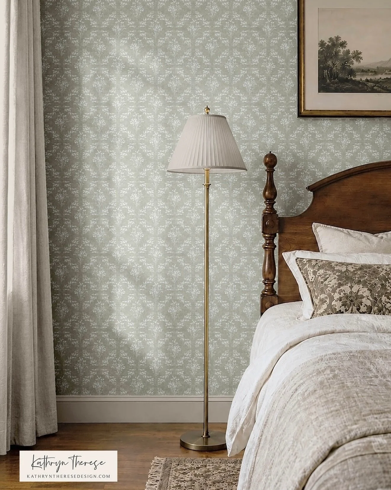 I love when a botanical pattern can feel both traditional and relaxed. Which is why this design, Fallon, is truly one of my favorites &hellip; Fallon combines airy seed heads with curved leafy branches to create a soft botanical trellis that works be