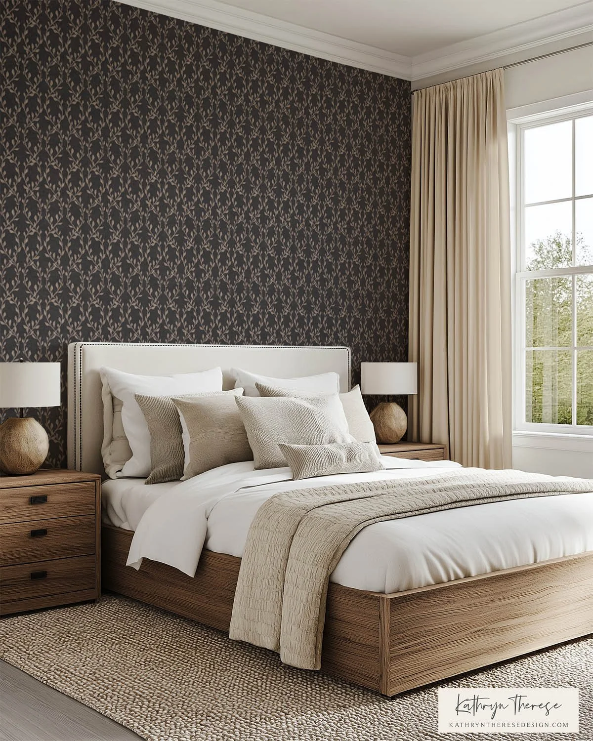 Aven Botanical Trellis Wallpaper for Modern Traditional Interiors