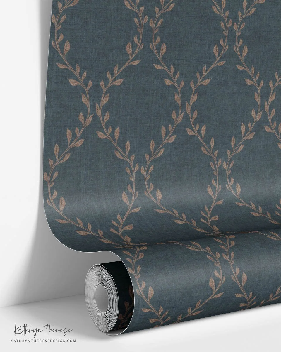 Britton - Textured Botanical Trellis Wallpaper