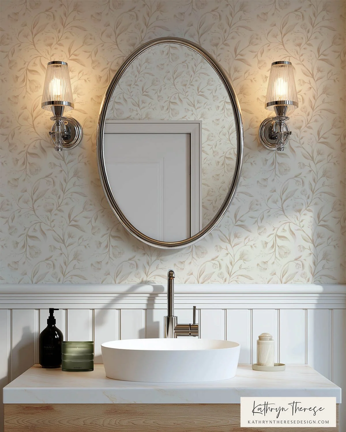Neutral Vintage Trailing Floral Wallpaper for Cottage &amp; English Country Interiors