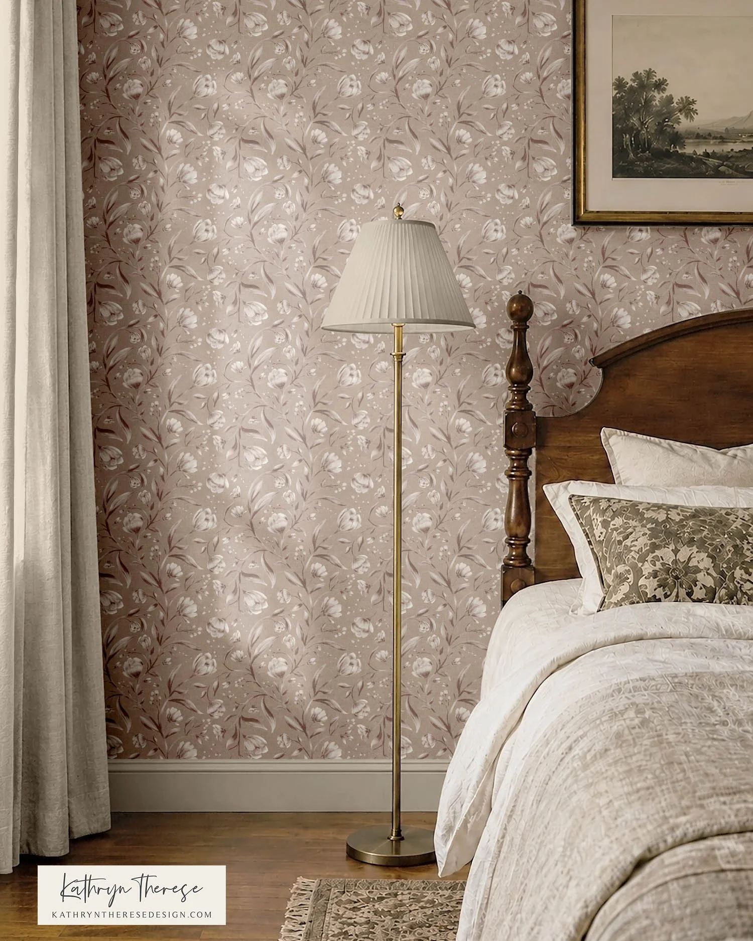Isla Vintage Trailing Floral Wallpaper for Cottage &amp; English Country Interiors