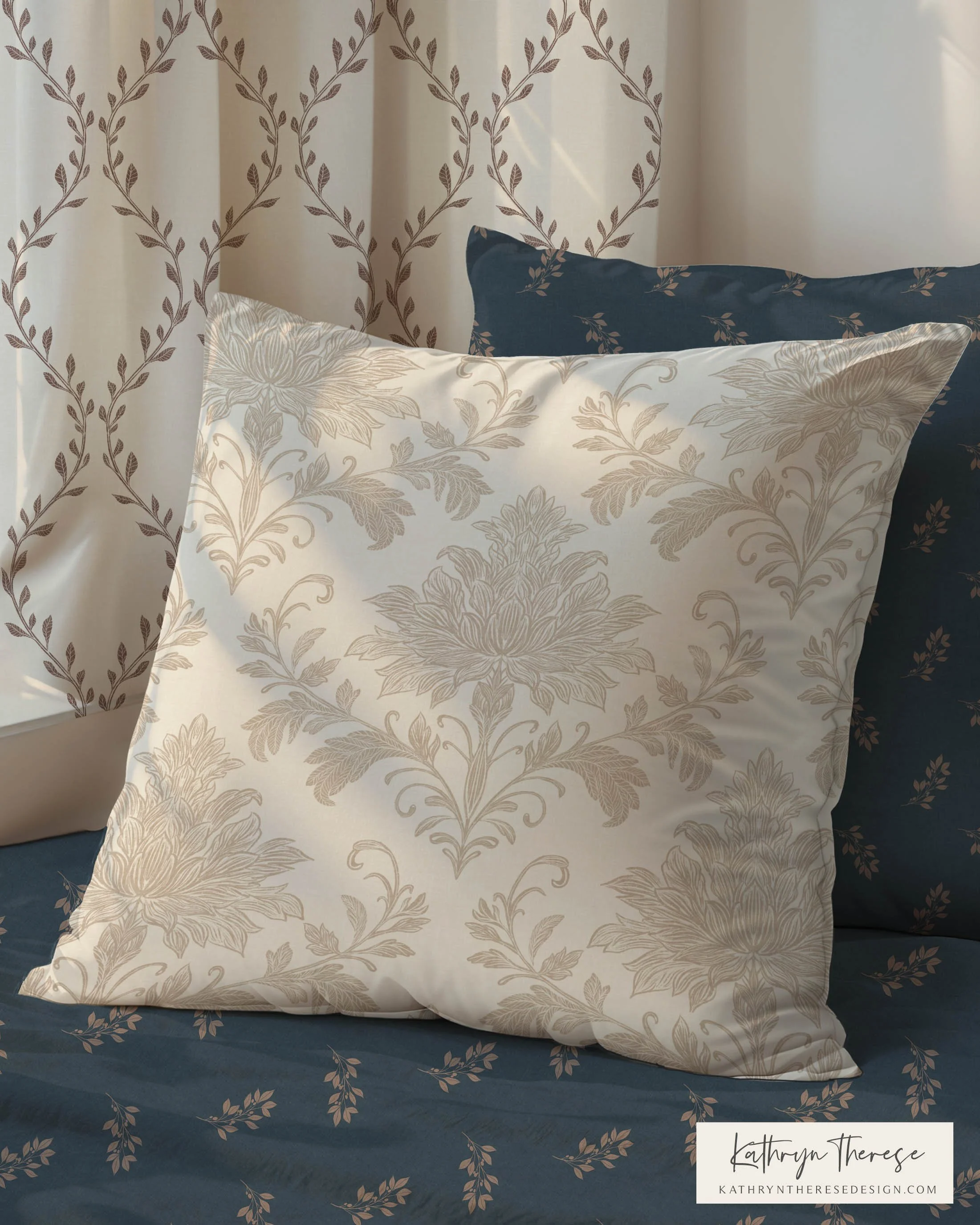 Botanical Trellis Seamless Pattern | Classic Vine Lattice Curtain for Modern Traditional Interiors