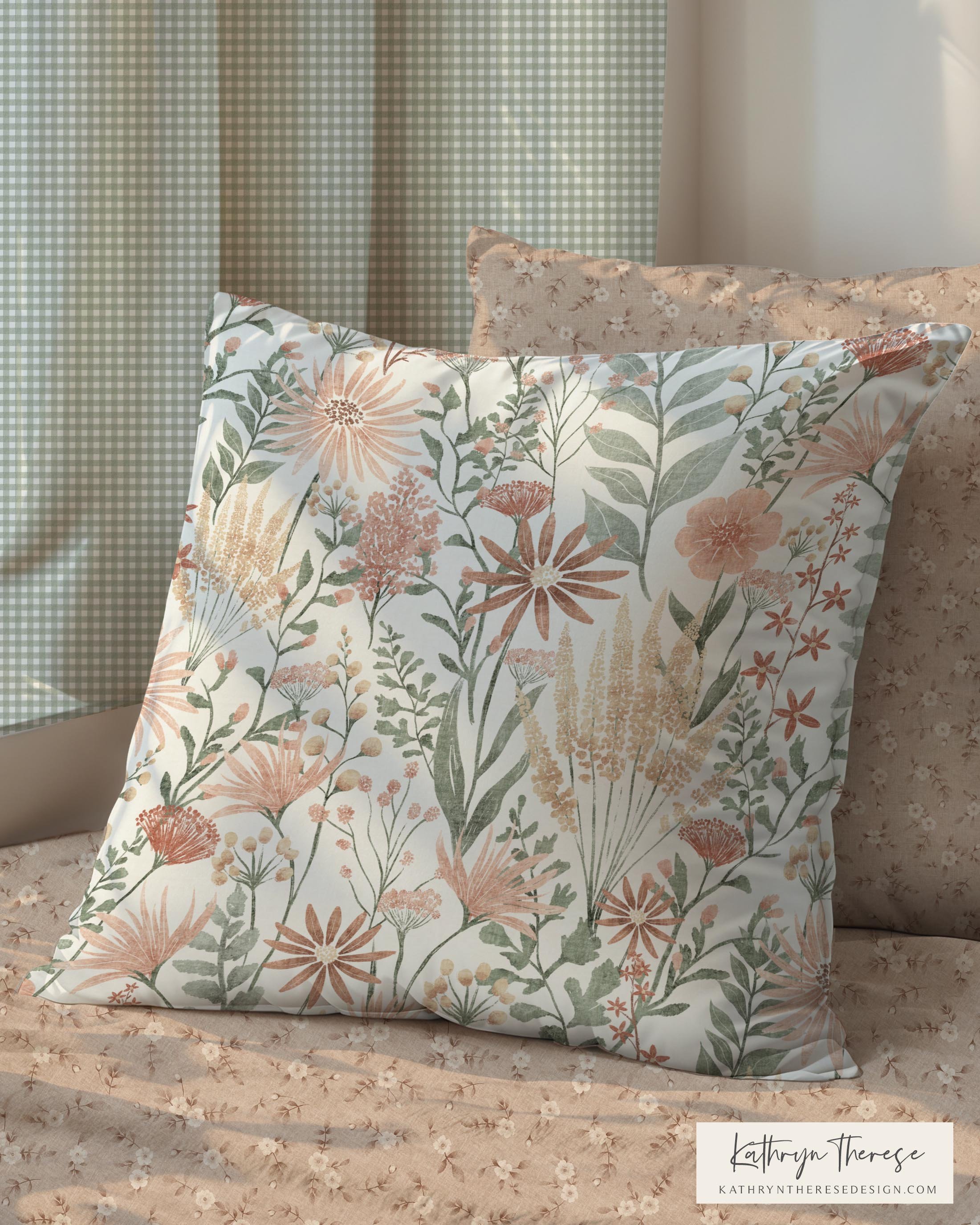 Brown Ditsy Vintage Floral Sheet Set for Cottage Bedding