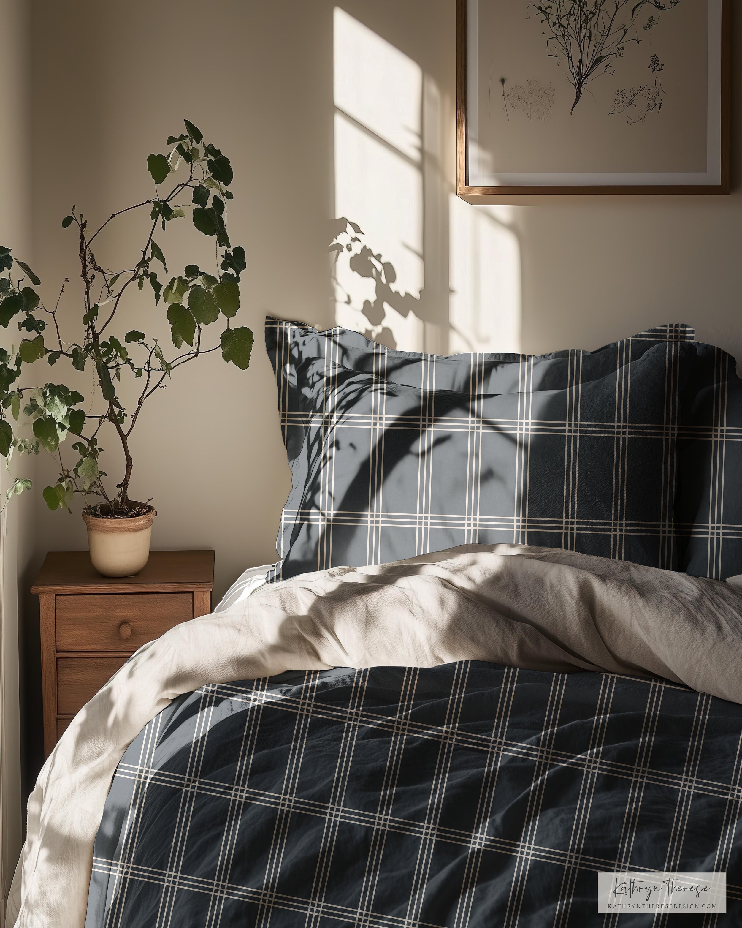 Classic Windowpane Plaid Pattern for Farmhouse &amp; Traditional Interiors