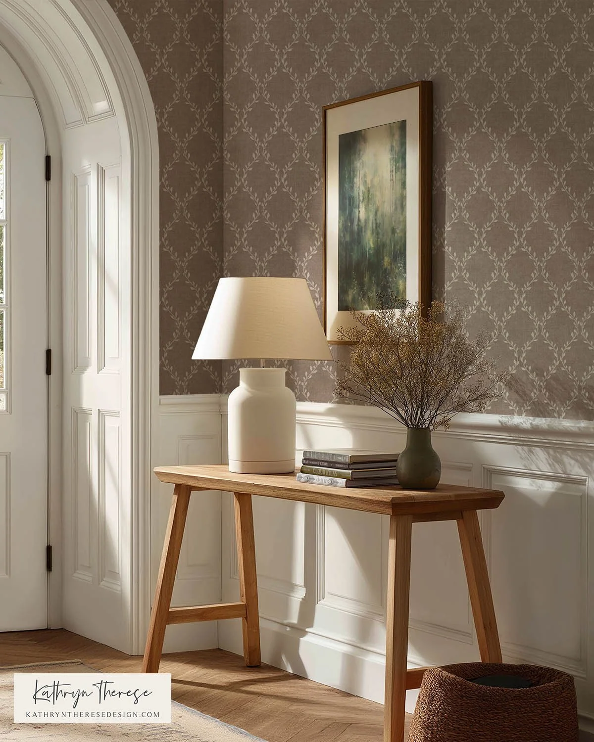 Botanical Trellis Wallpaper Pattern | Classic Vine Lattice for Modern Traditional Interiors