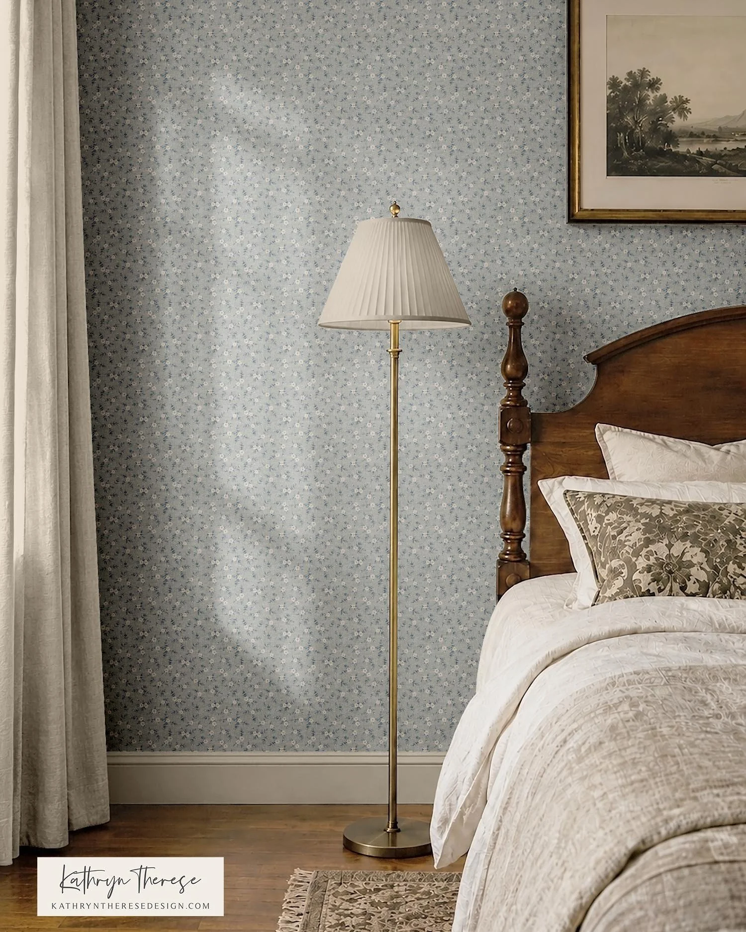 Ditsy Vintage Floral Wallpaper for Cottage &amp; English Country Bedrooms