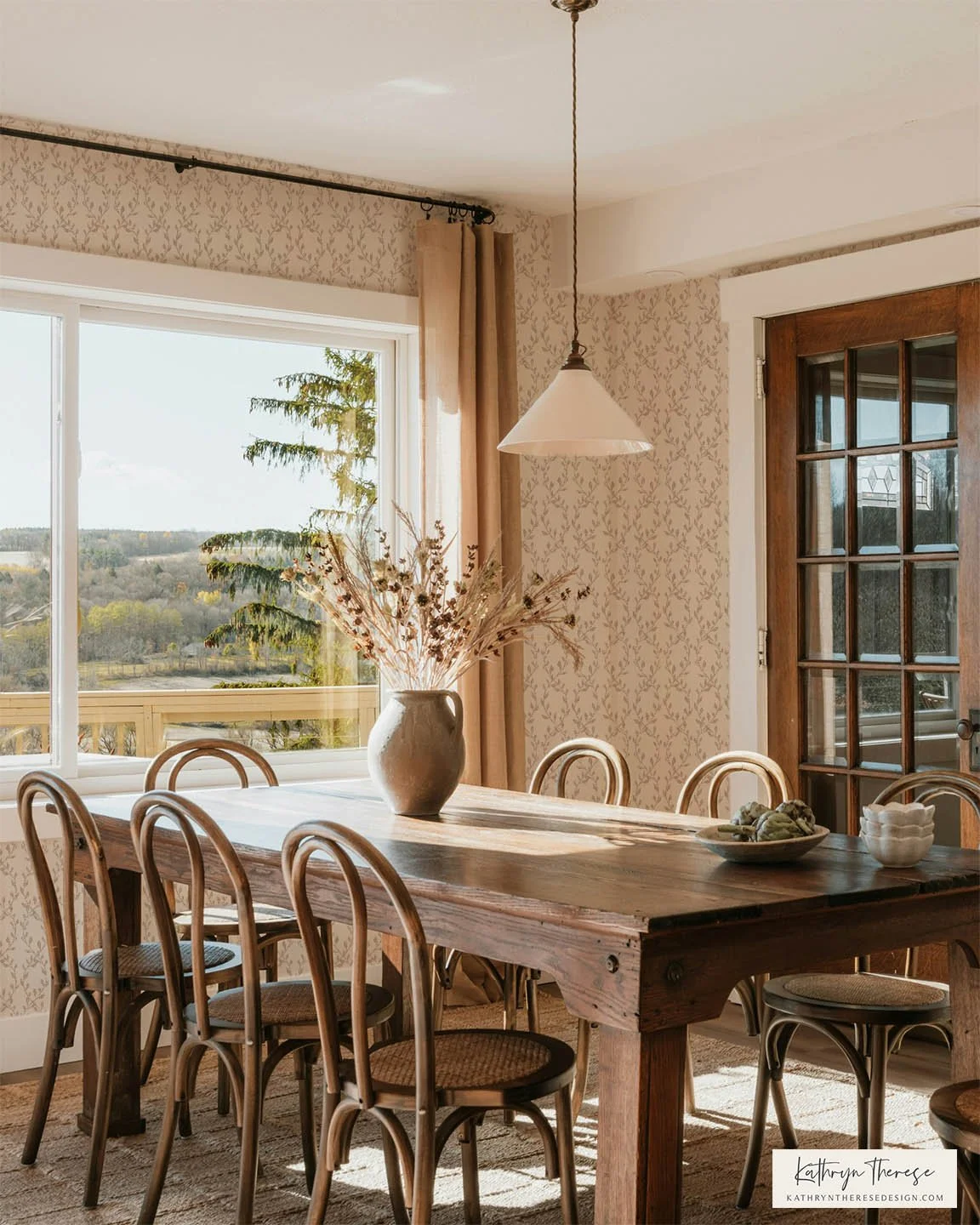 Aven Botanical Trellis Wallpaper for Modern Traditional and French Country Interiors