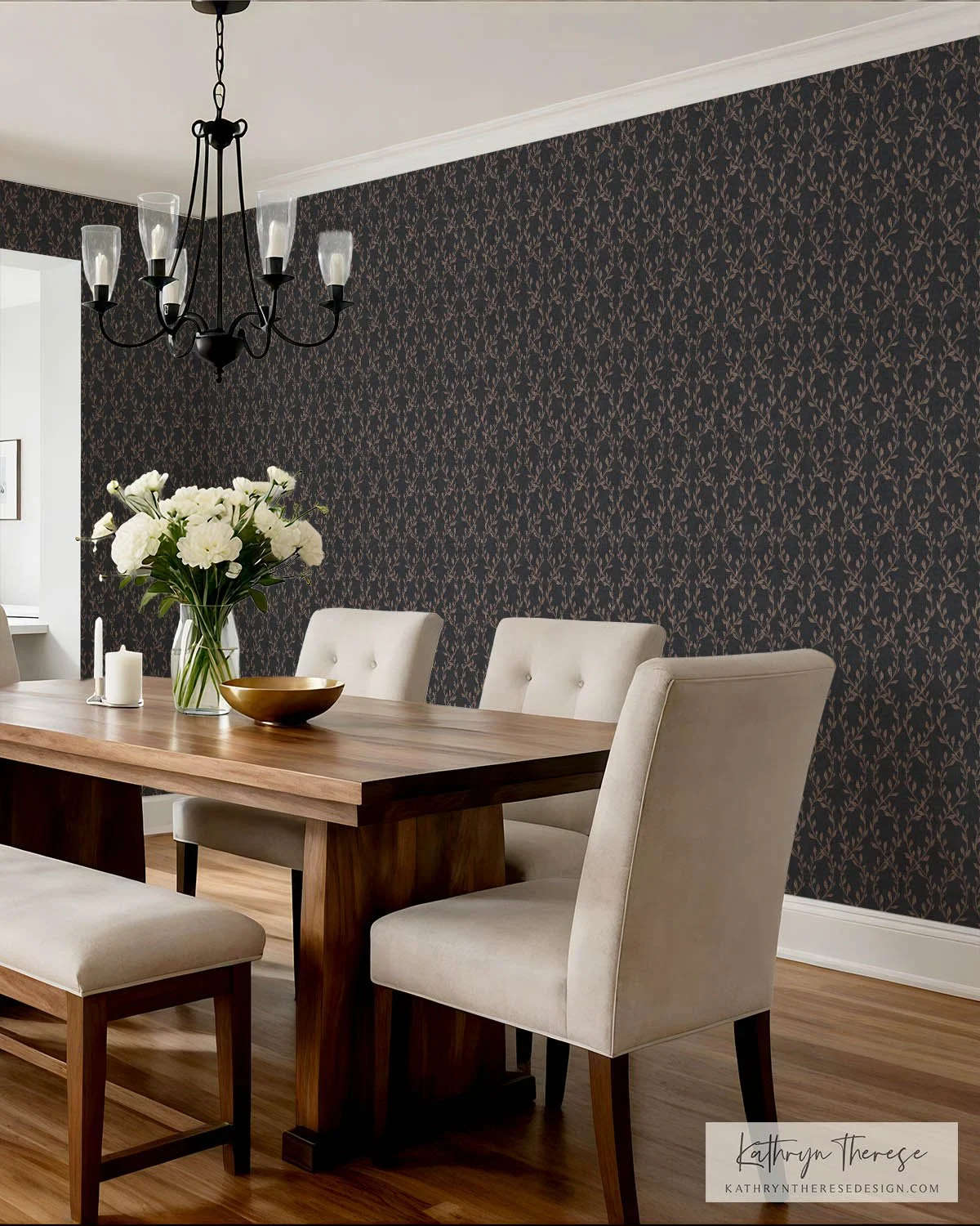 Aven Botanical Trellis Wallpaper for Modern Traditional Interiors