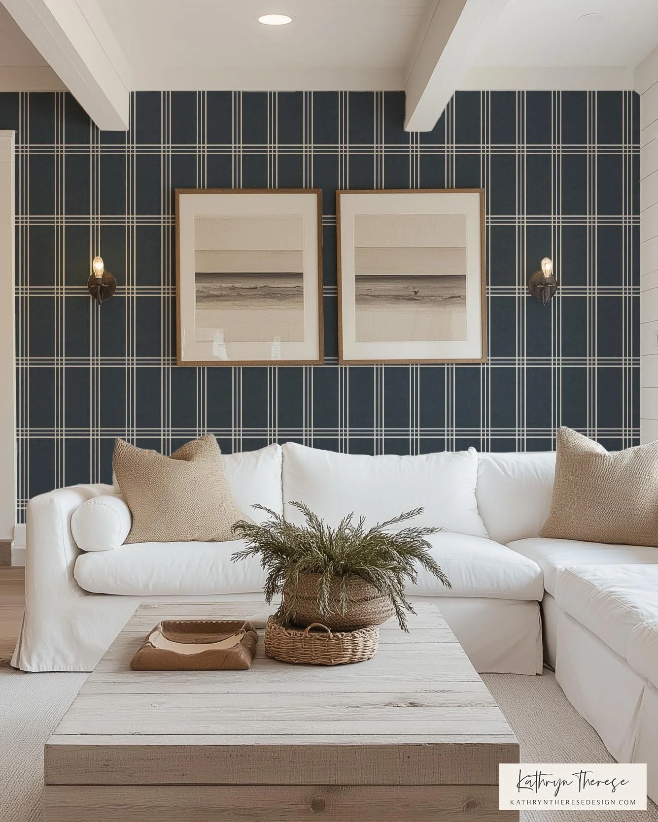 Classic Windowpane Plaid Pattern for Nautical &amp; Traditional Interiors