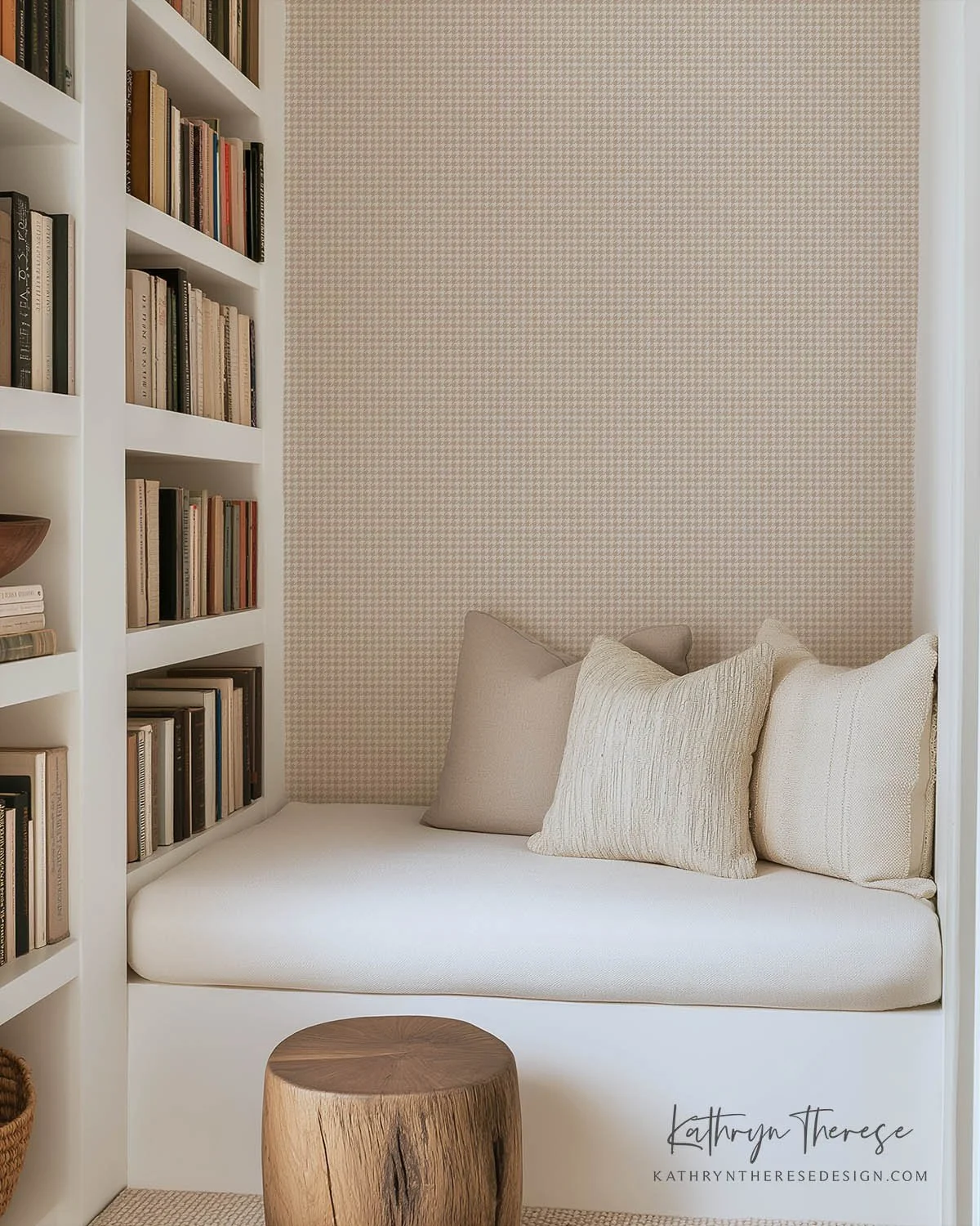 Textured Houndstooth Wallpaper for Modern Traditional, Farmhouse, and English Country Accent Walls