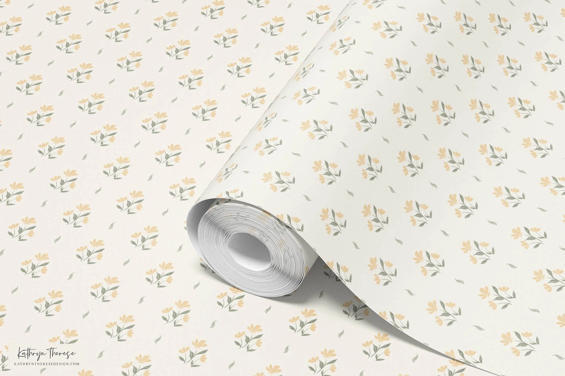 Delicate Cottage Floral Wallpaper for Vintage and English Country Interiors
