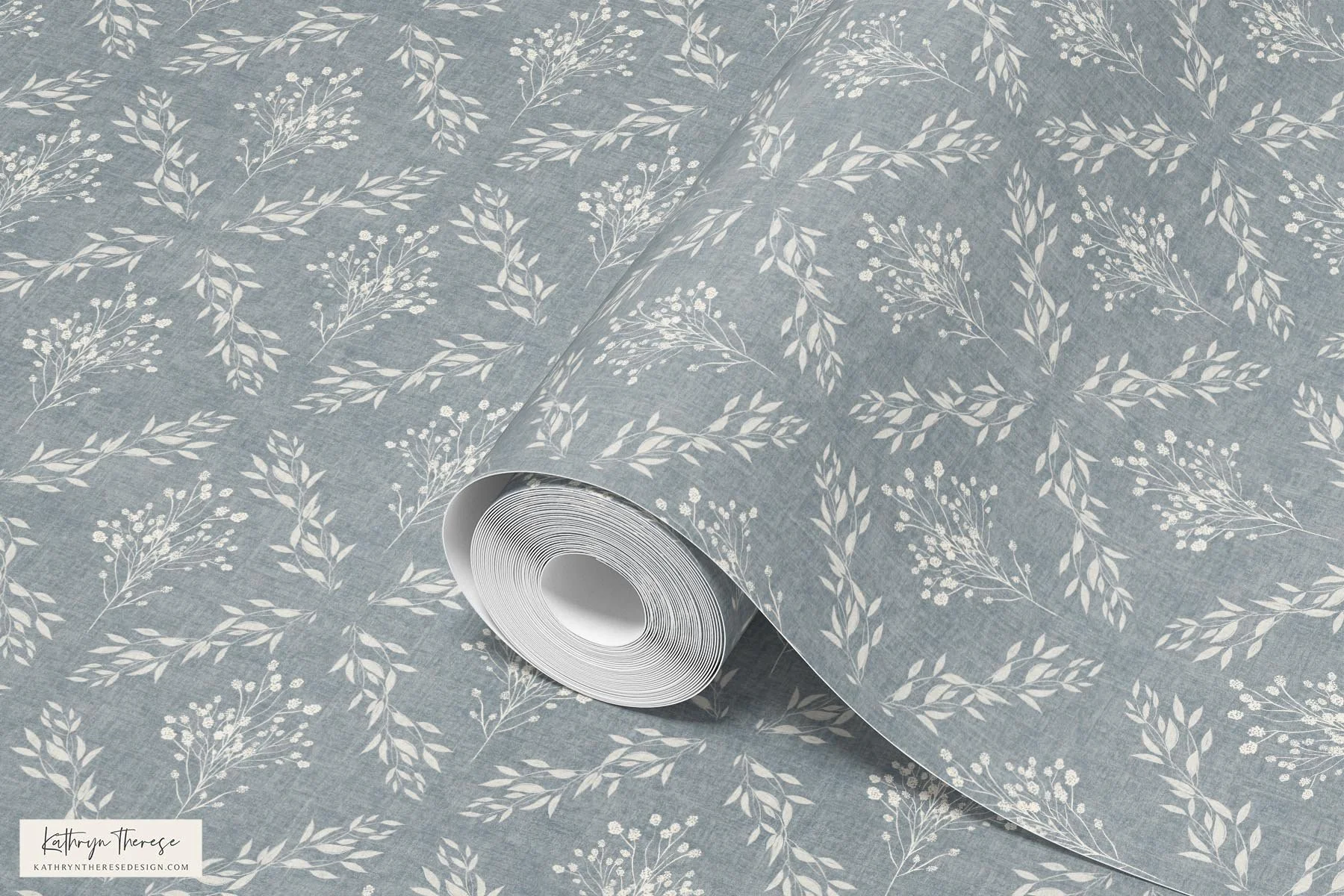 Fallon Textured Botanical Trellis Wallpaper for Cottage and English Country Interiors