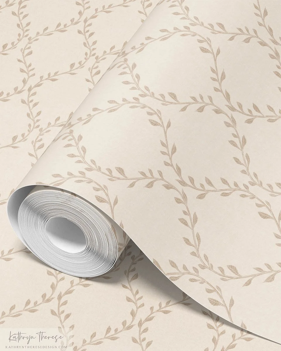 Britton - Textured Botanical Trellis Wallpaper