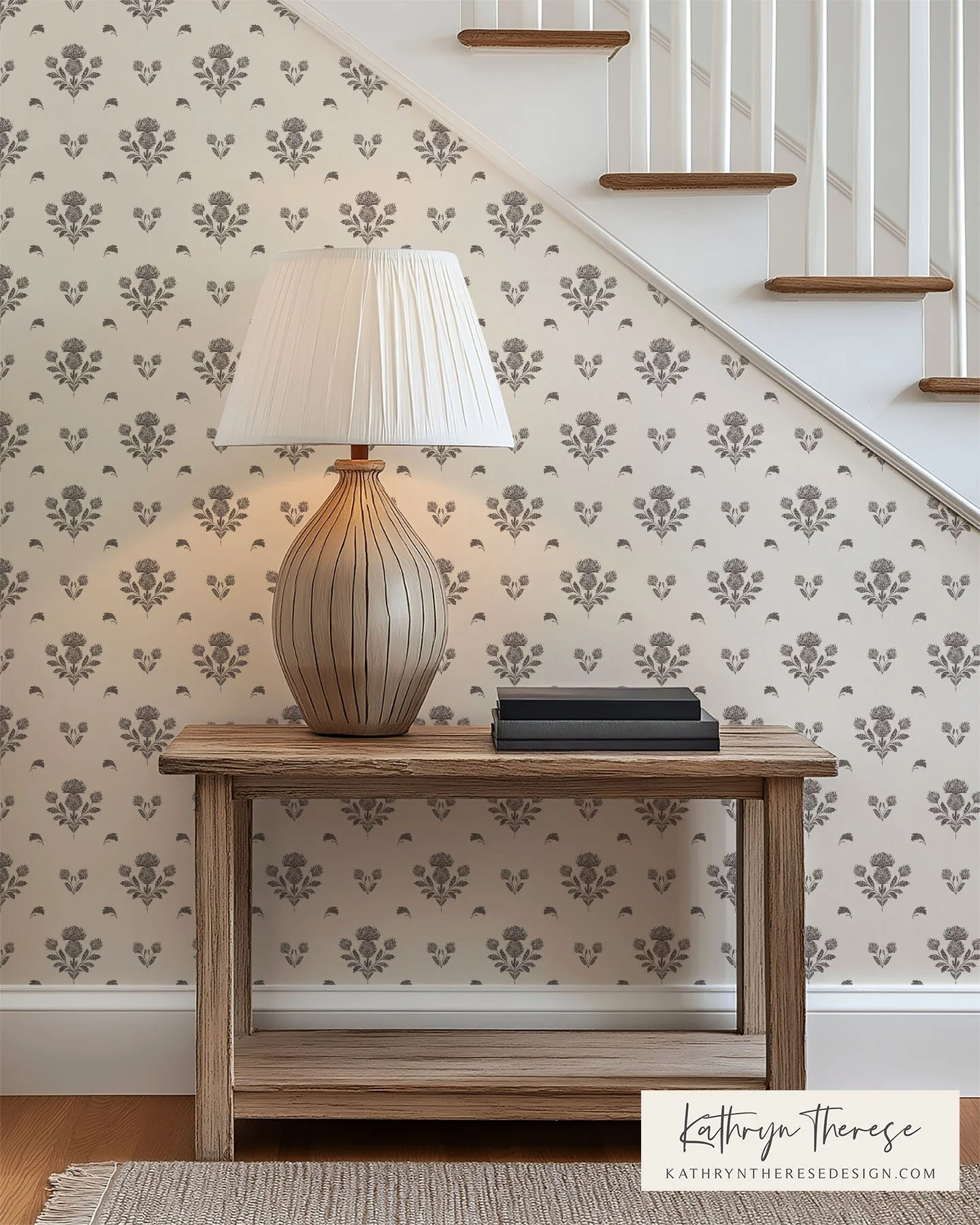 Rowan - Small Scale Heritage Botanical Wallpaper for Traditional Interiors in Chocolate Brown
