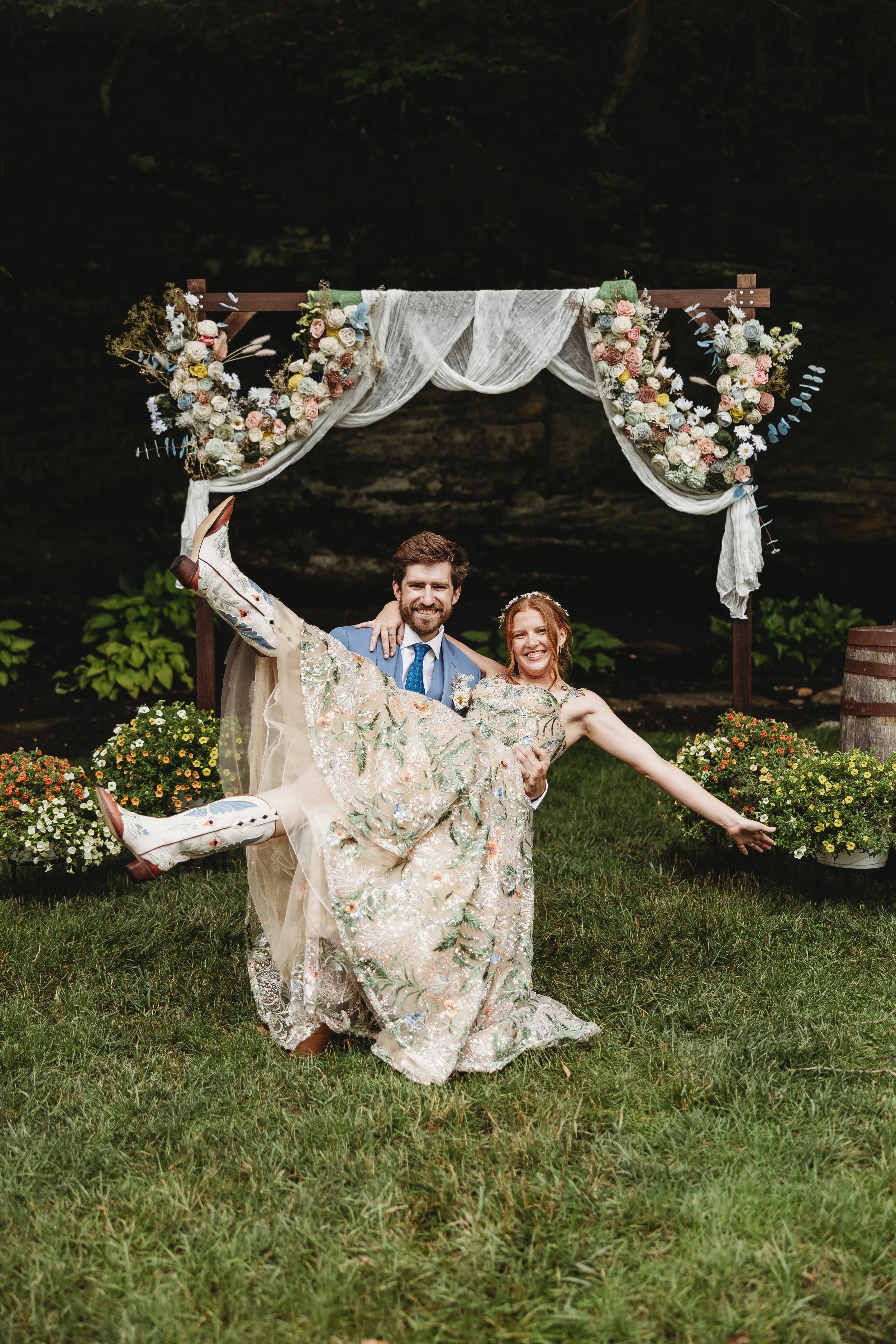 Bride and groom portrait captured by Oh Deer Photography, a moody and romantic wedding photographer in Ohio